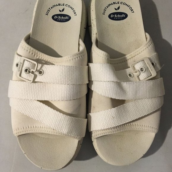 DR. SCHOLL'S ADELLE OPEN-TOE ADJUSTABLE SLIDE SANDALS WHITE 6M-NICE! - Picture 3 of 11
